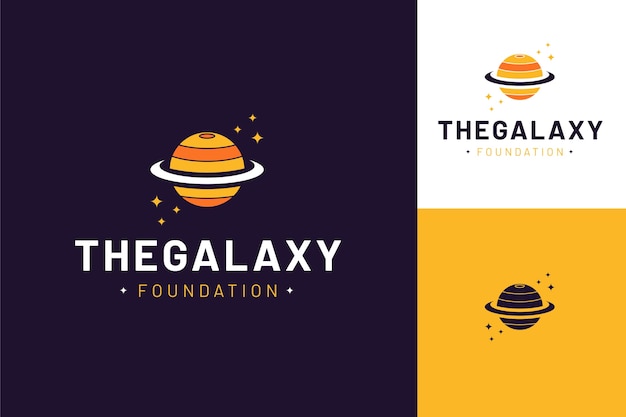 Kostenloser Vektor flache galaxie-logo-vorlagen-set