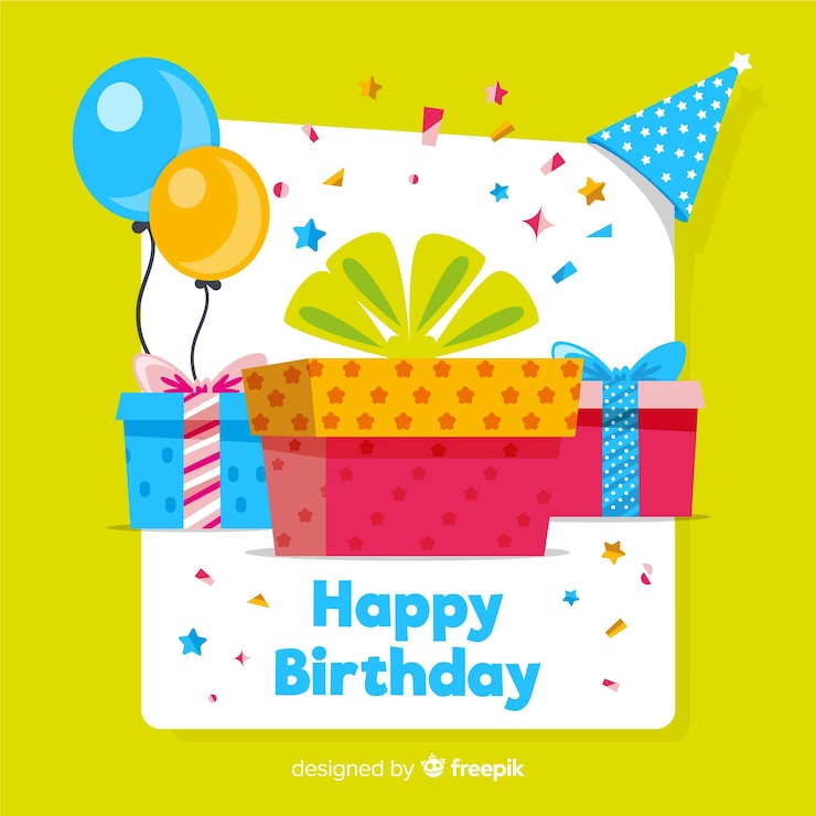 Kostenlose Vektor flache geschenk geburtstag hintergrund