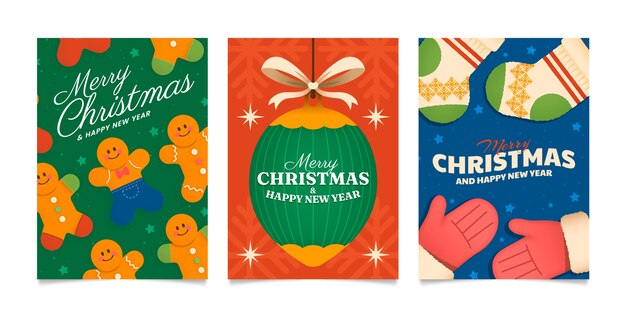 Flache Grußkartensammlung für die Weihnachtsfeier