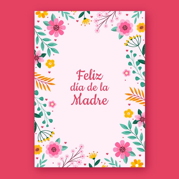 Flache Grußkartenvorlage zum Muttertag auf Spanisch