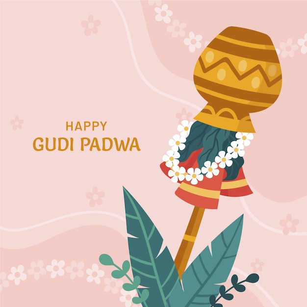 Flache Gudi-Padwa-Illustration