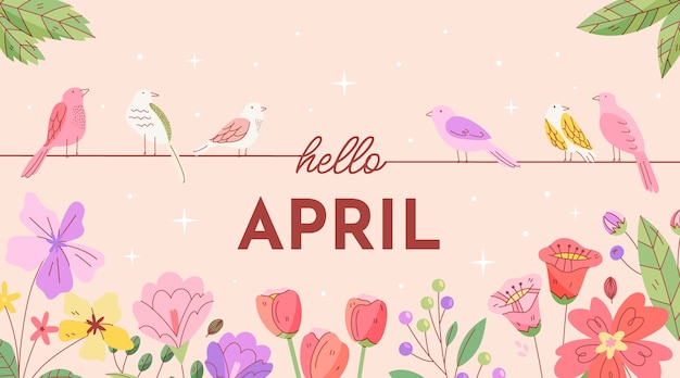 Flache Hallo April Banner und Hintergrund