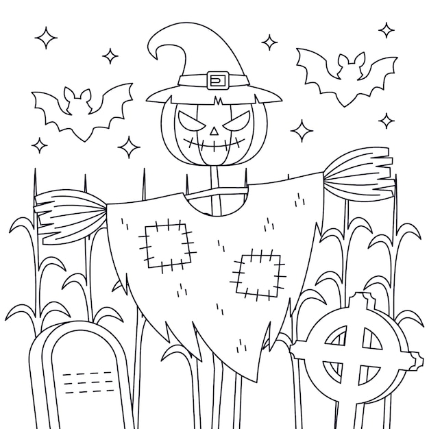 Flache halloween-farbseitenillustration