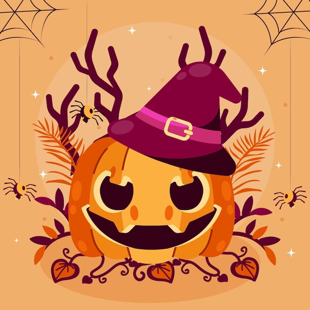 Flache halloween-kürbisillustration