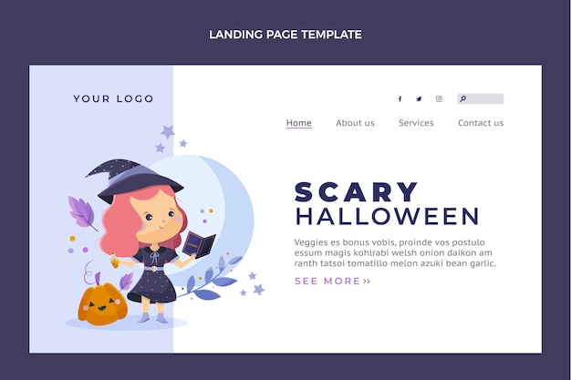 Kostenloser Vektor flache halloween-landingpage-vorlage