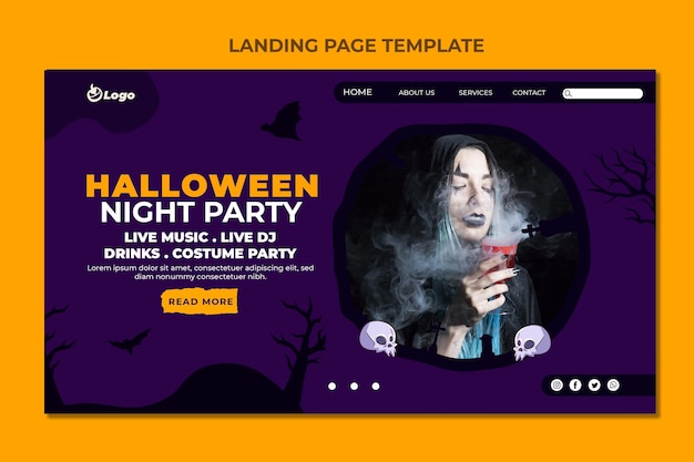 Kostenloser Vektor flache halloween-landingpage-vorlage