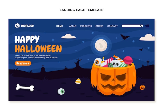 Flache halloween-landingpage-vorlage