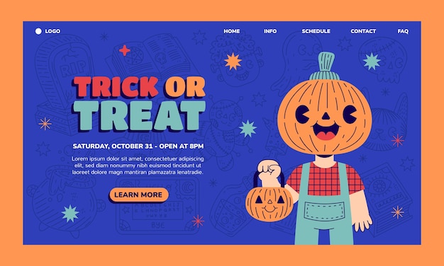 Kostenloser Vektor flache halloween-landingpage-vorlage