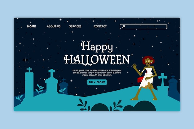 Kostenloser Vektor flache halloween-landingpage-vorlage