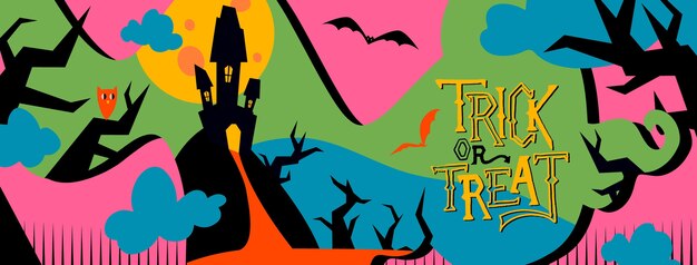 Flache Halloween-Social-Media-Cover-Vorlage