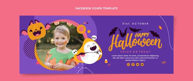 Flache Halloween-Social-Media-Cover-Vorlage