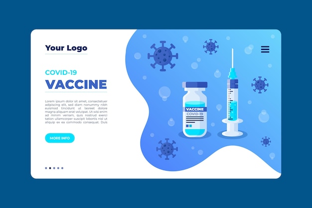 Flache Hand gezeichnete Coronavirus-Impfstoff-Landingpage-Vorlage