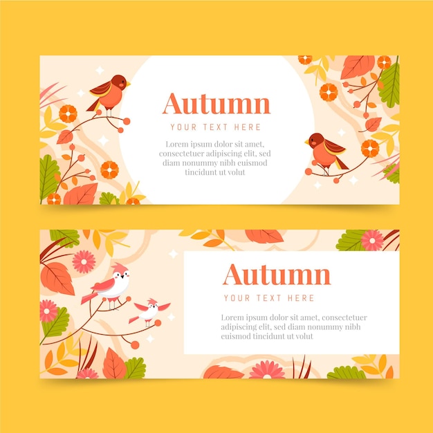 Flache herbstbanner eingestellt