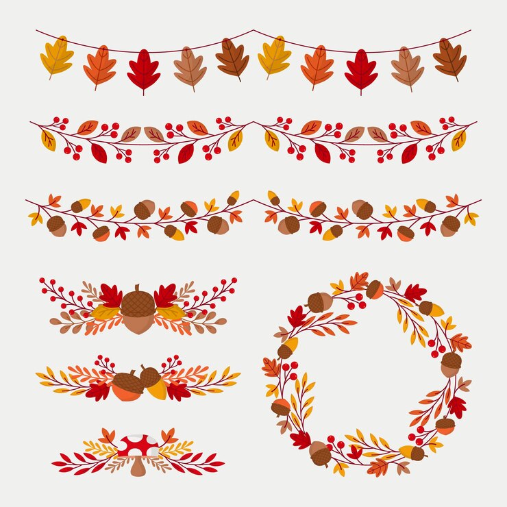 Kostenlose Vektor flache herbstschmuckkollektion