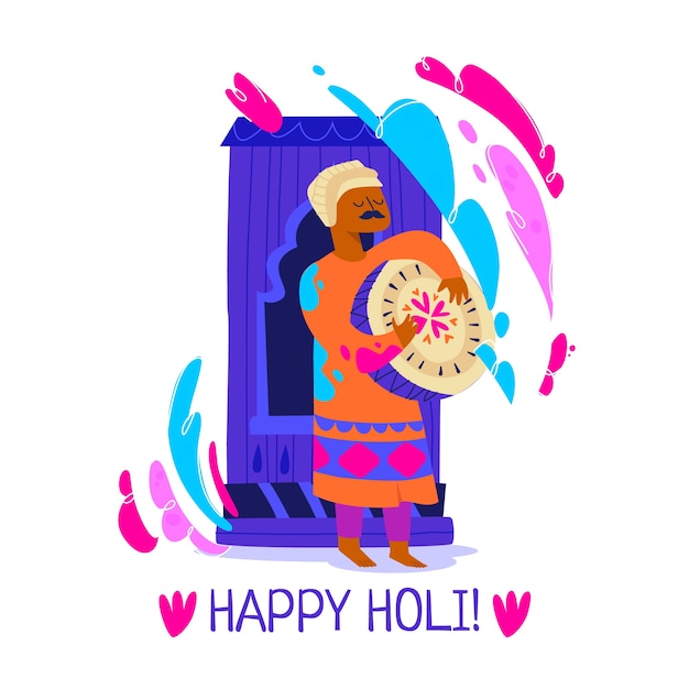 Flache Holi-Illustration