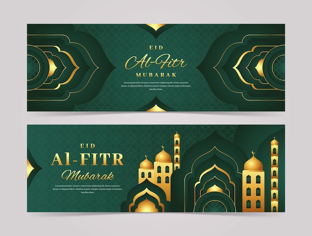 Flache horizontale banner für die feier von eid al-fitr