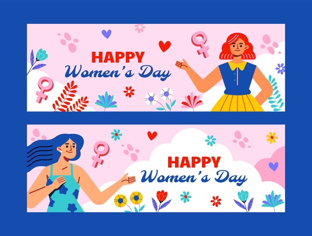 Flache horizontale Banner für die Feier zum Frauentag
