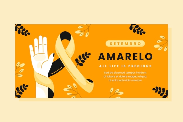 Kostenloser Vektor flache horizontale banner-vorlage für brasilianisches gelbes september-bewusstsein