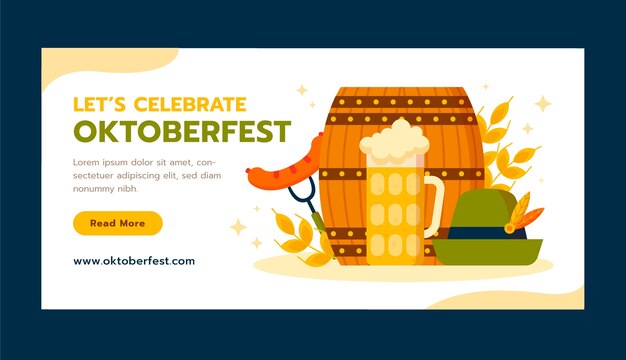 Kostenloser Vektor flache horizontale bannervorlage für das oktoberfest-bierfest