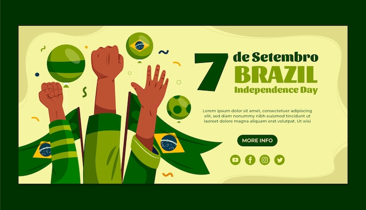 Kostenlose Vektor flache horizontale bannervorlage für die feier des brasilianischen unabhängigkeitstages