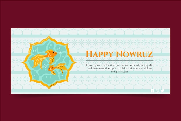 Flache horizontale Bannervorlage für Nowruz