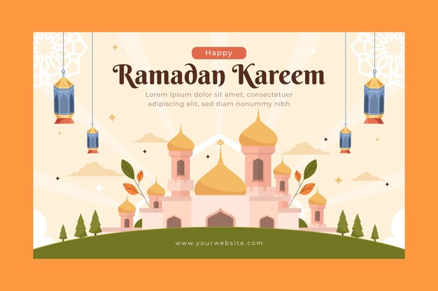 Kostenloser Vektor flache horizontale bannervorlage für ramadan