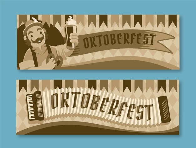 Kostenloser Vektor flache horizontale oktoberfest-banner eingestellt