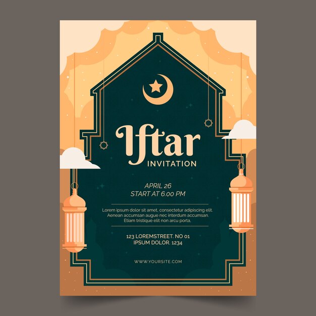 Flache Iftar-Einladung