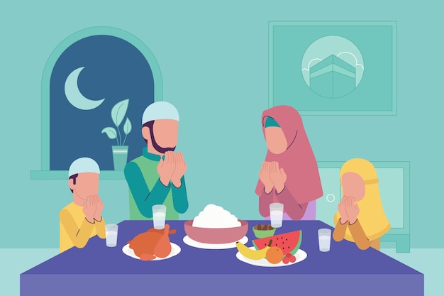 Kostenloser Vektor flache iftar-illustration