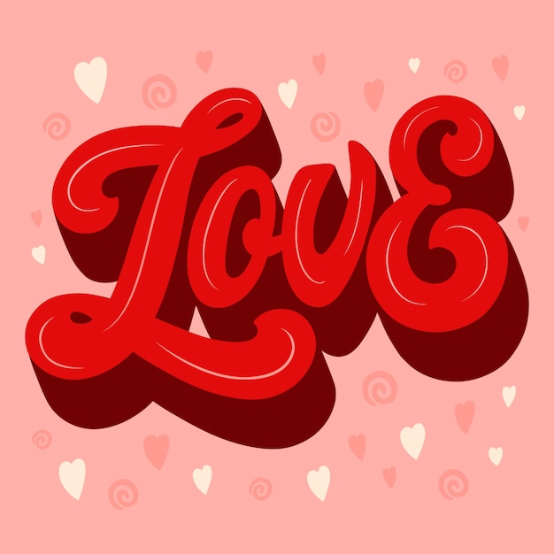 Flache Illustration der Wortliebe zum Valentinstag