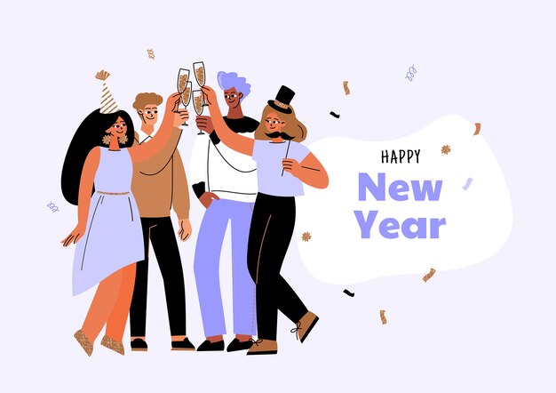 Flache Illustration des neuen Jahres