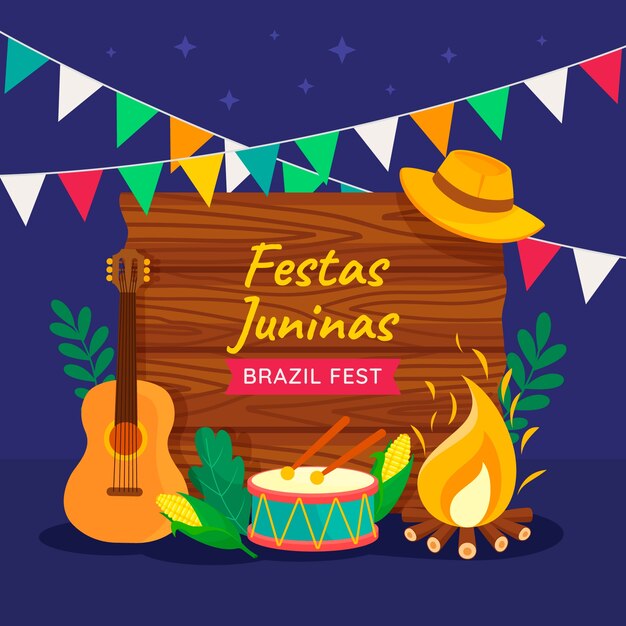 Flache Illustration für brasilianische festas juninas Feier