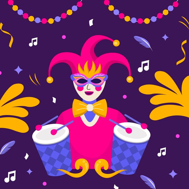 Flache illustration für das mardi gras-festival