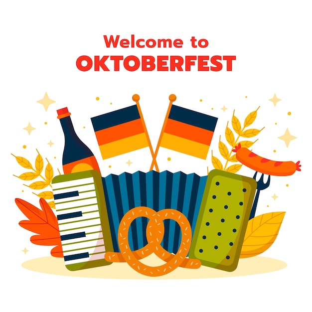 Kostenloser Vektor flache illustration für das oktoberfest-bierfest