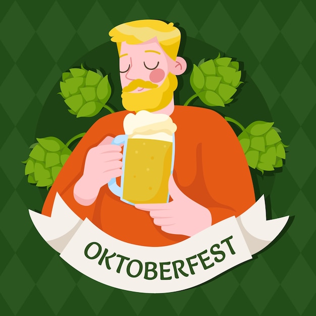 Kostenloser Vektor flache illustration für das oktoberfest-bierfest