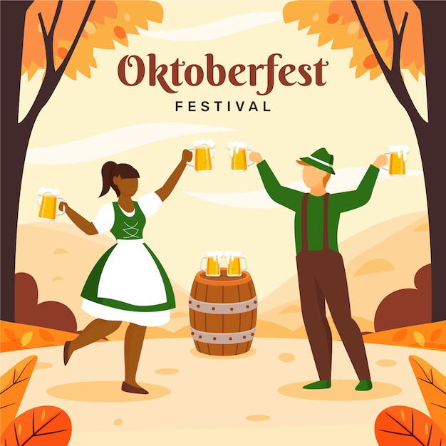 Kostenloser Vektor flache illustration für das oktoberfest-bierfest