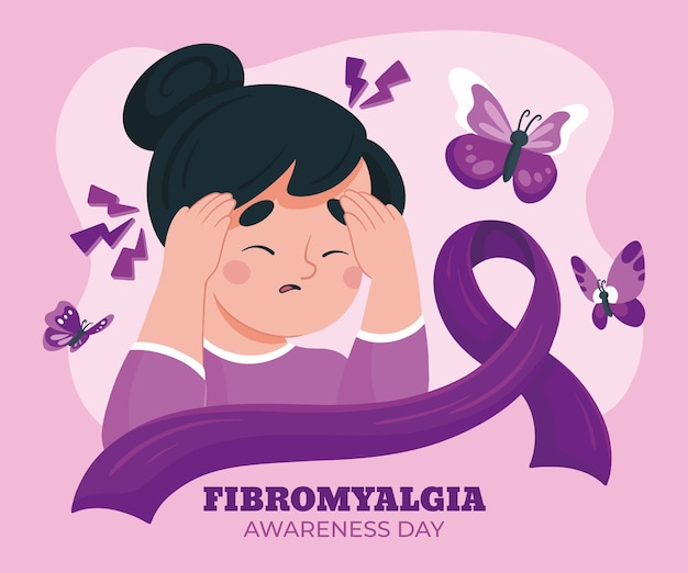 Flache illustration für den tag des bewusstseins für fibromyalgie