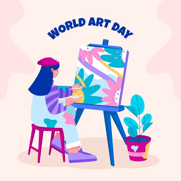 Flache Illustration für den Weltkunsttag
