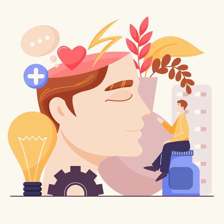 Kostenlose Vektor flache illustration für den welttag der psychischen gesundheit