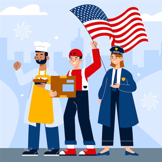 Kostenloser Vektor flache illustration für die feier des amerikanischen labor day