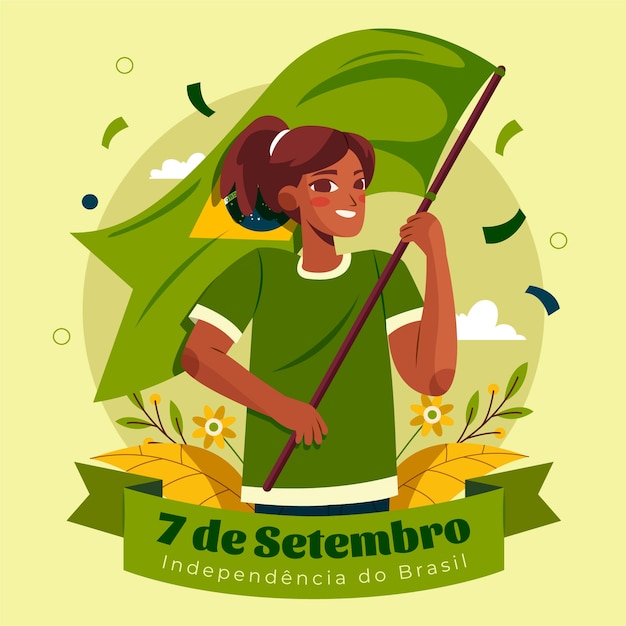 Kostenloser Vektor flache illustration für die feier des brasilianischen unabhängigkeitstages