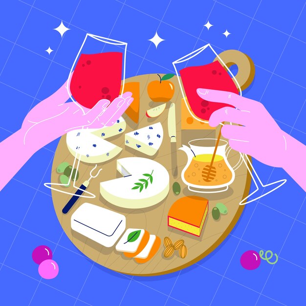 Flache Illustration für die Feier des französischen Weinfestivals Beaujolais Nouveau