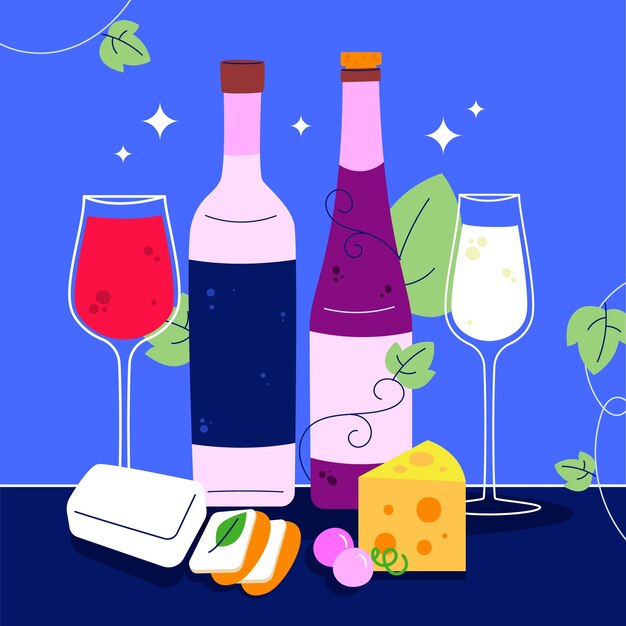 Flache Illustration für die Feier des französischen Weinfestivals Beaujolais Nouveau