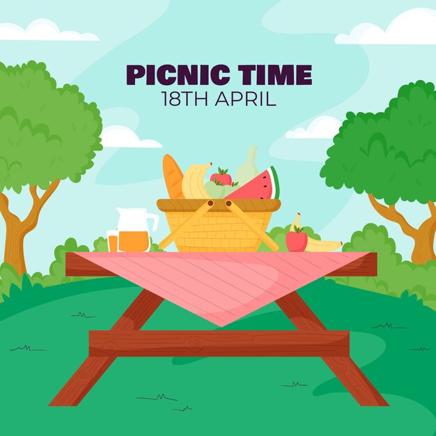Flache Illustration für die Feier des internationalen Picknicktages