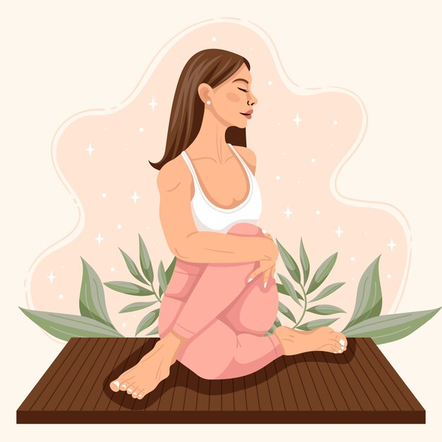 Flache Illustration für die Feier des internationalen Yoga-Tages