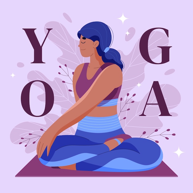 Kostenloser Vektor flache illustration für die feier des internationalen yoga-tages