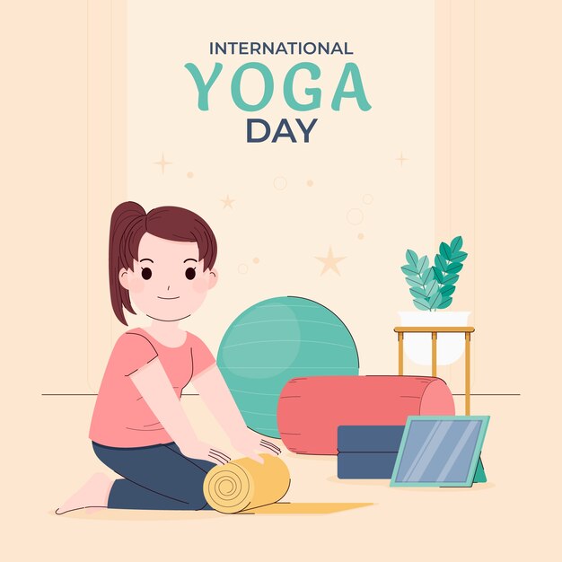 Kostenloser Vektor flache illustration für die feier des internationalen yoga-tages