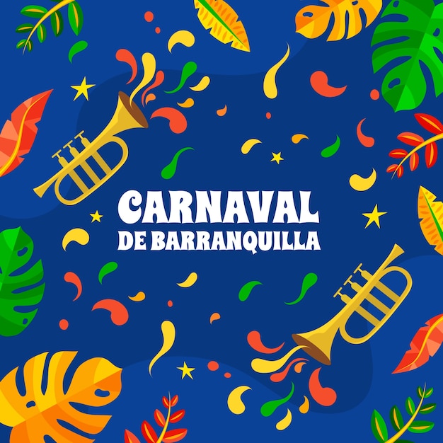 Kostenloser Vektor flache illustration für die feier des karnevals von barranquilla