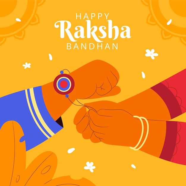 Kostenloser Vektor flache illustration für die feier des raksha-bandhan-festes