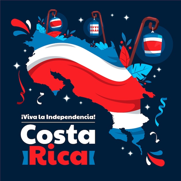 Kostenloser Vektor flache illustration für die feier des unabhängigkeitstages von costa rica